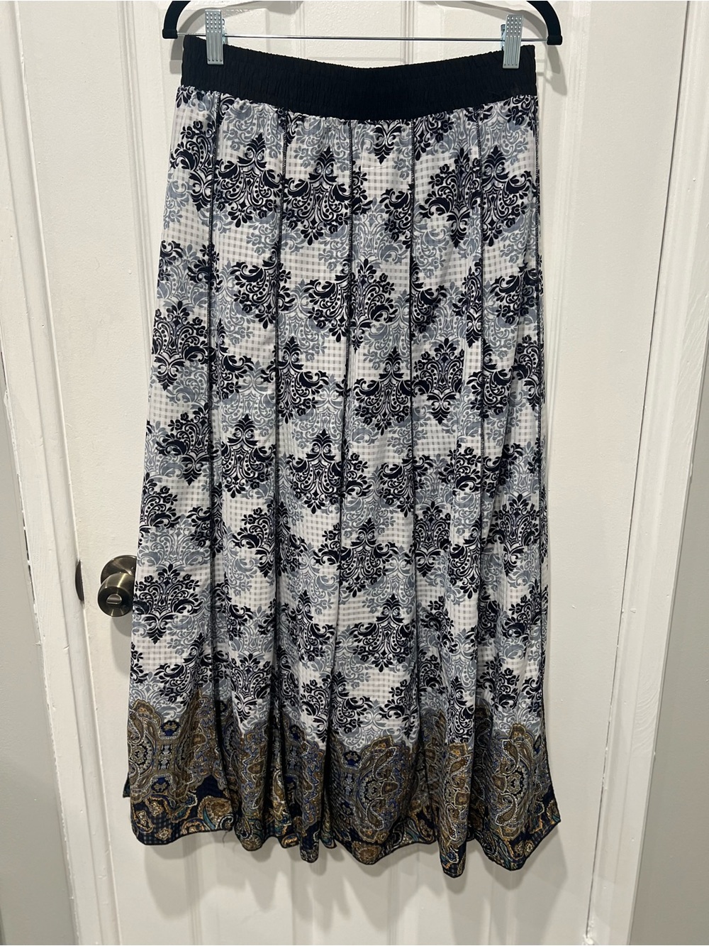 Boho Maxi Skirt in Black & White Floral - Picture 6 of 11